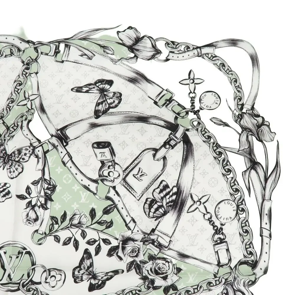 Louis Vuitton Blooming Monogram Carre 90 Silk Scarf Green